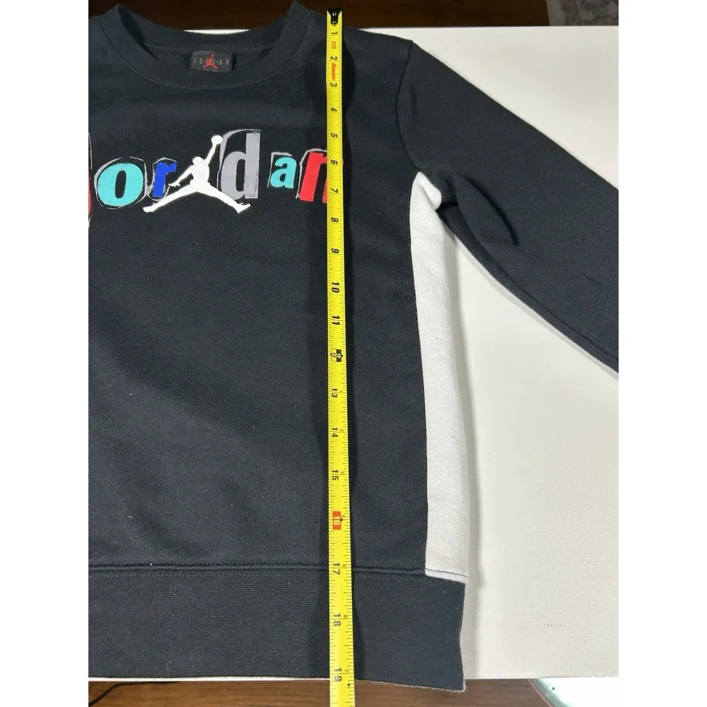 Air Jordan Sweatshirt Youth Large Black Pullover JumpMan Block Logo Boys 6-7 Yrs